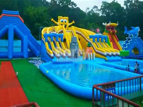 Amusement Water Park - Funny Aqua Park Water Games Spongebob Water Slide Pool Park BY-AWP-126 ...