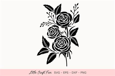 Rose Flowers Silhouette Svg Graphic by Little Craft Fun - Creative Fabrica