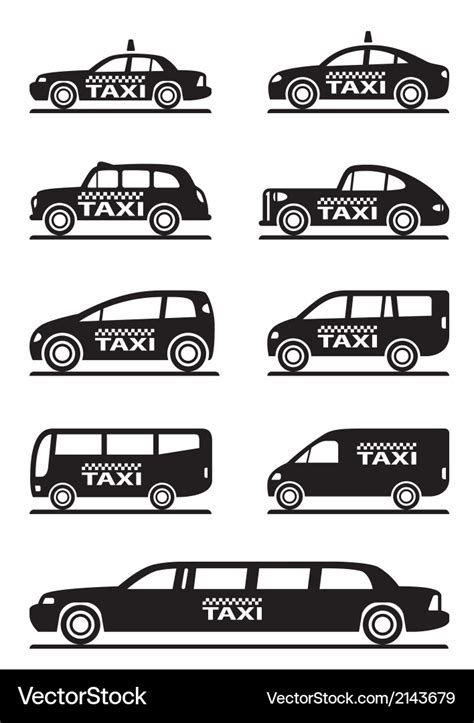 Different types of taxi cars Royalty Free Vector Image