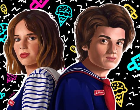 Stranger Things Fan Art Steve And Robin - Rectangle Circle