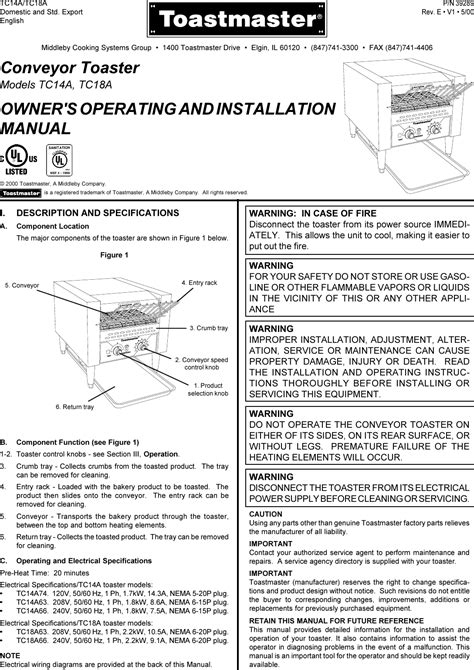 Toastmaster Microwave Oven Tc14A Users Manual