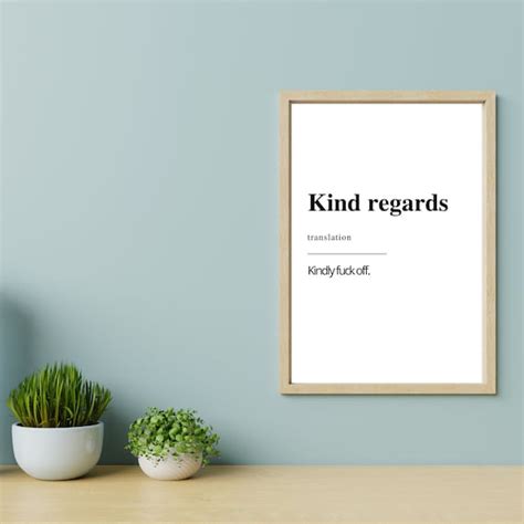 Kind Regards Email Sign Off Home Office Print Passive - Etsy