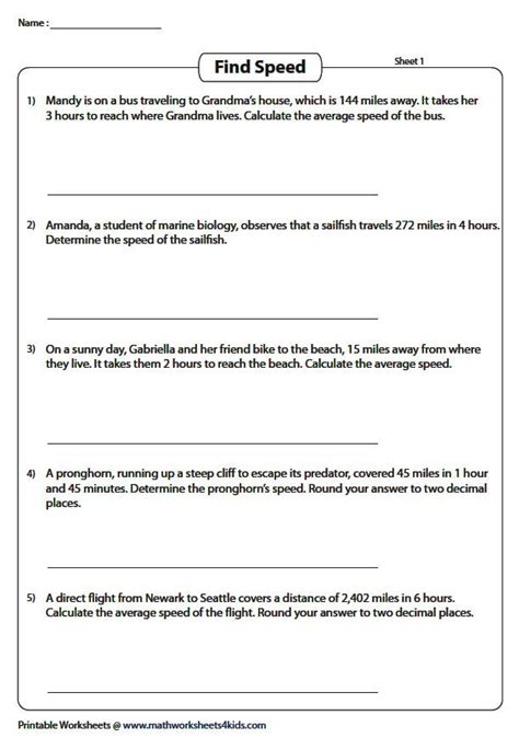 Speed, Distance, and Time Worksheets | Time worksheets, Printable worksheets, Word problems