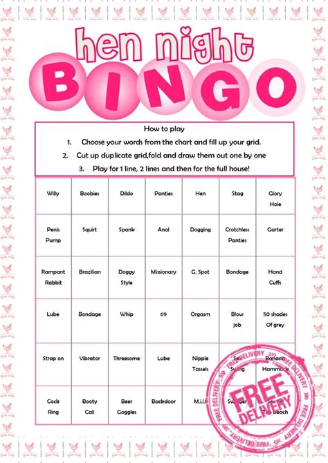 HEN NIGHT DO BINGO Hen Party Games Rude Funny Pink | eBay