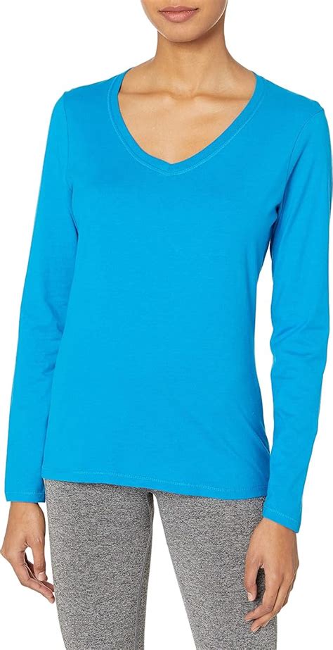 Hanes Womens V-Neck Long Sleeve Tee Shirt: Amazon.ca: Clothing ...