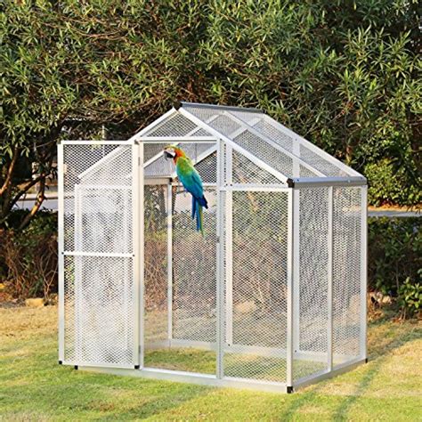 6’x4’ Walk In Aluminum Large Aviary Bird Cage Pet House Heavy Duty for Parrot Macaw w/One Door ...