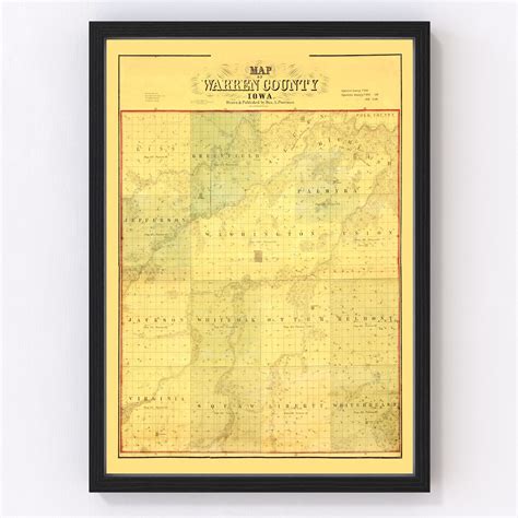 Vintage Map of Warren County, Iowa 1859 by Ted's Vintage Art