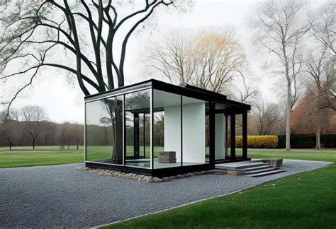 Premium Photo | Modernist architecture of the glass house