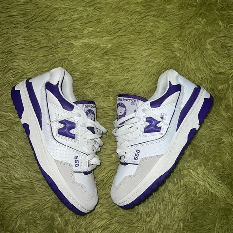 New Balance Men's White and Purple Trainers | Depop