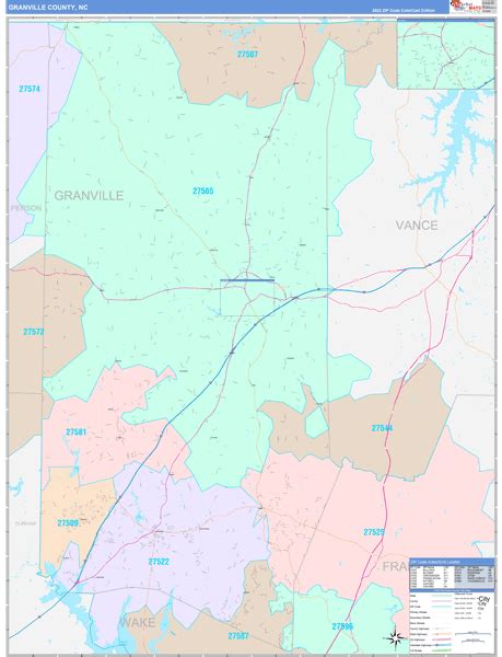 Granville County, NC Wall Map Color Cast Style by MarketMAPS - MapSales