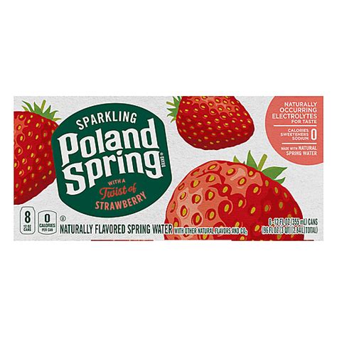 Poland Spring Sparkling Strawberry Spring Water 8 ea | Sparkling & Seltzer | Festival Foods Shopping