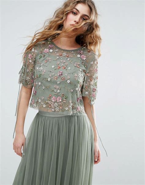 Buy it now. Needle and Thread Floral Embellished Top - Green. Top by Needle Thread, He… | Needle ...