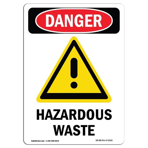 OSHA Danger Sign - Hazardous Waste | Choose from: Aluminum, Rigid Plastic Or Vinyl Label Decal ...