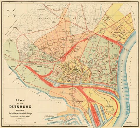 Duisburg map Map of Duisburg fine reproduction Alte Karte | Etsy