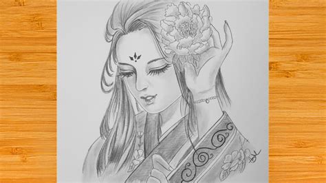 How To Draw Princess In Chinese || Semi Realistic Traditional Chinese Girl Sketch - YouTube