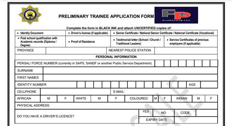 SAPS Vacancies | Police Trainee Application Form | Download PDF