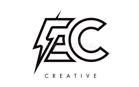 EC Letter Logo Design with Lighting Thunder Bolt. Electric Bolt Letter Logo Stock Vector ...