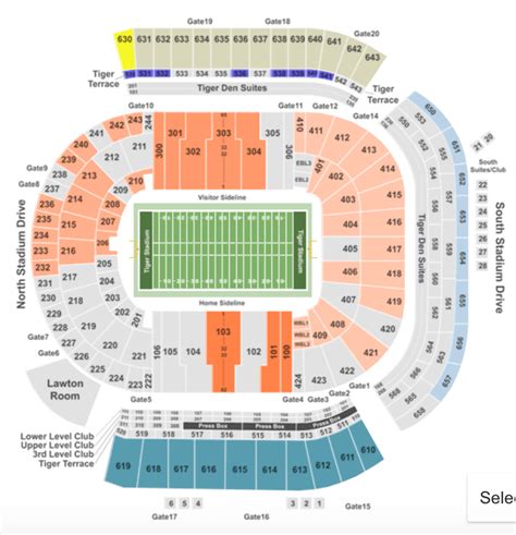 LSU Tiger Stadium Seating Chart + Seat, Row, Club Info