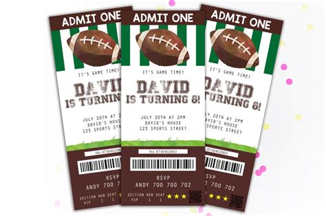 Football Invitation Football Ticket Invitation Boy Birthday Invitations ...