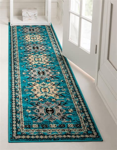 Turquoise 3' x 16' 5 Heriz Design Runner Rug | eSaleRugs