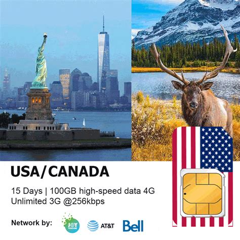 USA Canada travel sim 15 Day 15GB Unlimited data highspeed 4G