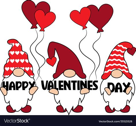 Valentines day gnomes happy quote Royalty Free Vector Image