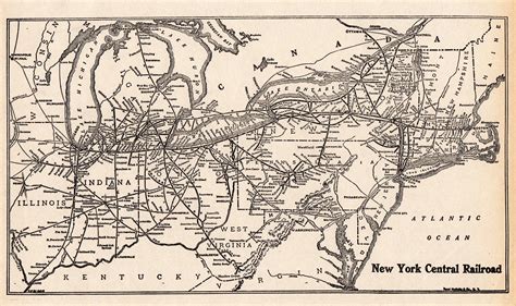 1933 Antique NEW YORK CENTRAL Railroad Map Vintage Railway Map Birthday ...