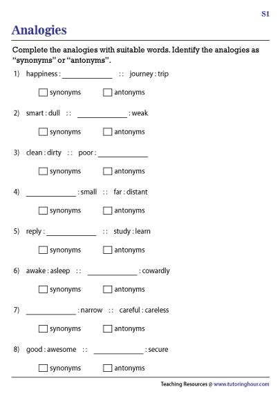 Antonyms Worksheets | Finding Synonyms and Antonyms Worksheet - Worksheets Library