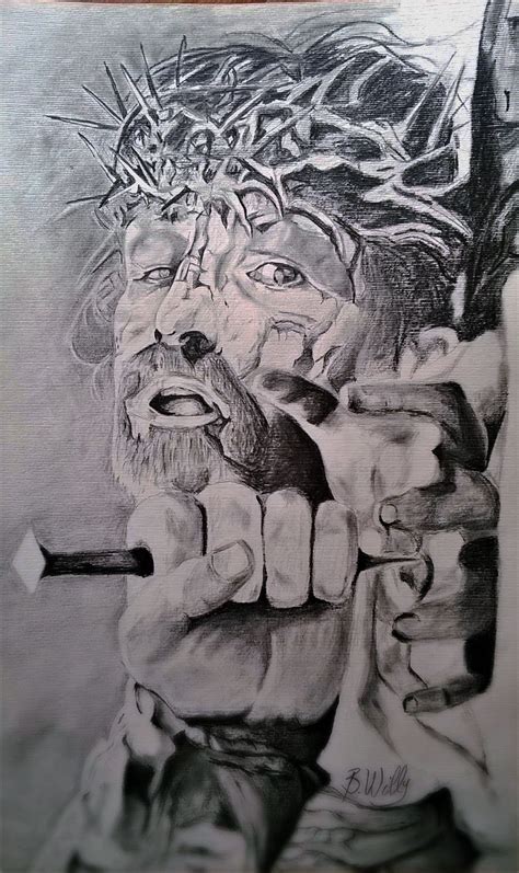 Jesus On The Cross Pencil Drawing at PaintingValley.com | Explore ...