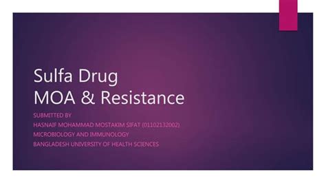 Sulfa drug- Mechanism of action-Resistance mechanism | PPT