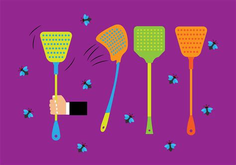 Colorful Fly Swatter and Flies Vectors 148598 Vector Art at Vecteezy