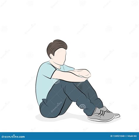 The Guy is Sitting on the Floor. Vector Illustration Stock Vector ...