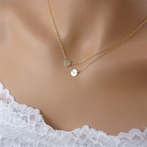 gold small discs double layered necklace