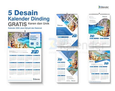 5 Desain Kalender Dinding 2020 Gratis Keren dan Unik