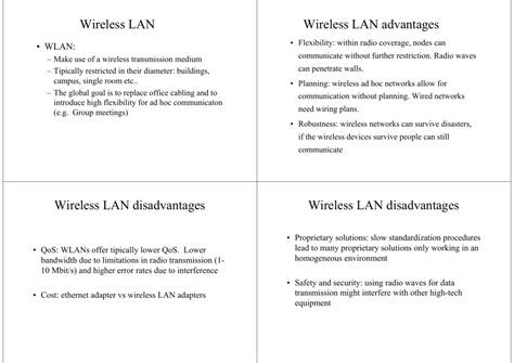 Wireless LAN Wireless LAN advantages Wireless LAN