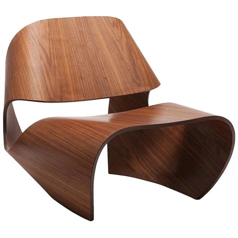 Cowrie, Walnut Veneered Bent Plywood Contemporary Lounge Chair by Made in Ratio Contemporary ...