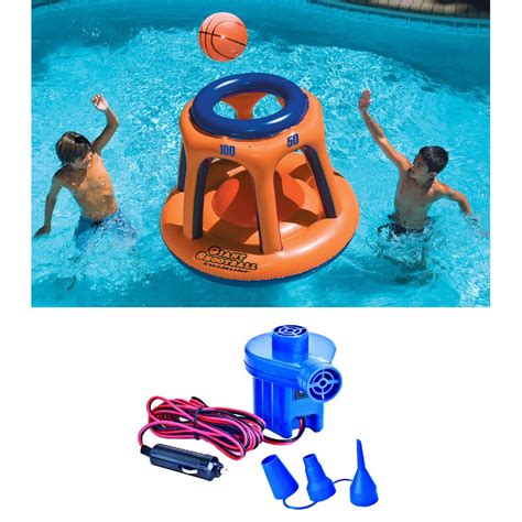 Swimline 90285 Basketball Hoop Shootball Inflatable Pool Toy + Electric ...