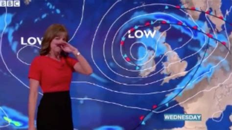 WATCH: Hilarious moment weather girl can't control her laughter on live TV | Daily Star