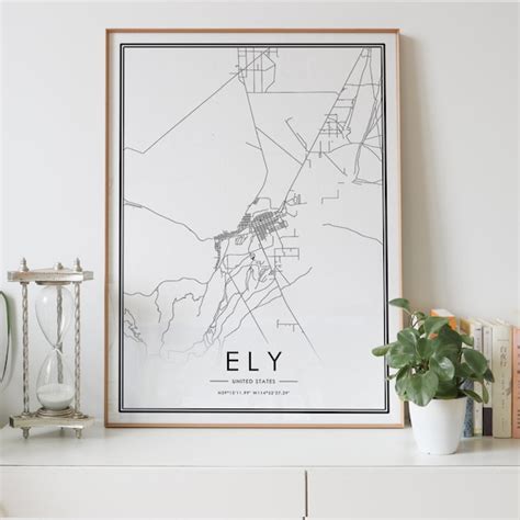 ELY City Map Digital Download Black and White Print of United - Etsy Ireland