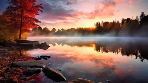 Premium Photo | Background autumn morning sunrise landscape