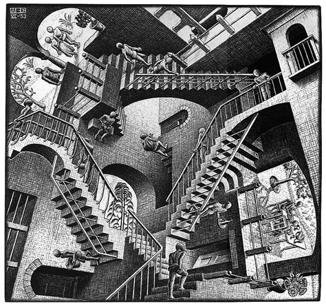 Relativity lattice - M.C. Escher - WikiArt.org