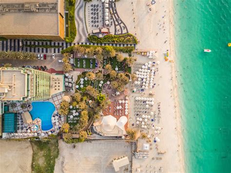 Aerial view of luxury hotel near the beach, Dubai, U.A.E. stock photo