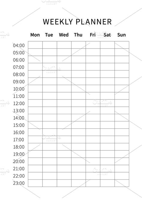 Weekly planner a4 size grid | Custom-Designed Illustrations ~ Creative ...