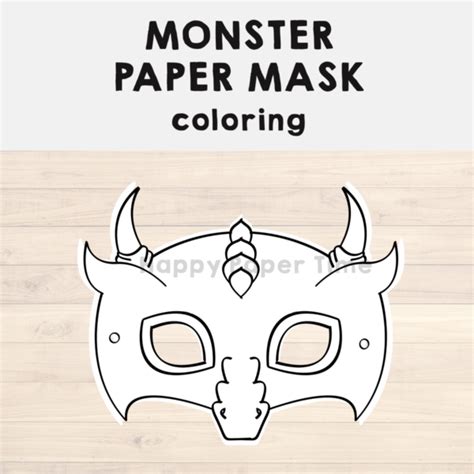 Monster Paper Mask Printable Fairytale Coloring Craft Activity Costume ...