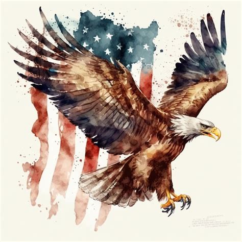 Premium AI Image | Painting of an eagle flying with the american flag ...