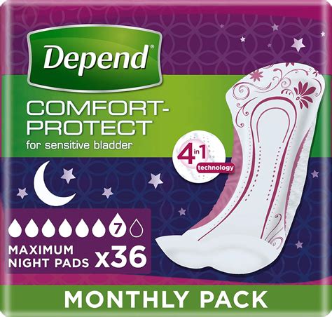 Depend Maximum Overnight, Incontinence Pads for Women - 36 Pads: Amazon ...