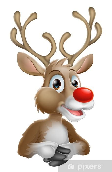 Wall Mural Christmas Cartoon Reindeer - PIXERS.UK