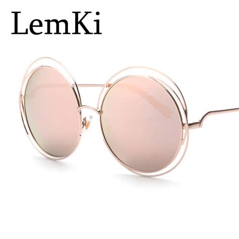 2016 NEW Elegant Circle Round Wire Frame Sunglasses Women Glasses Shades Oversized Eyeglasses ...