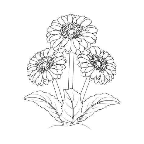 daisy flower drawing kids coloring page with pencil line art design in detailed vector graphic ...