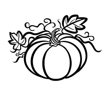 Premium Vector | Black pumpkin silhouette outline stencil,leaves,stem.Fall.Autumn October ...